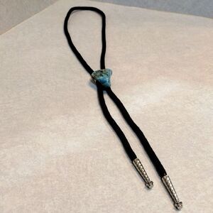 Black Bolo Tie with Turquoise Stone